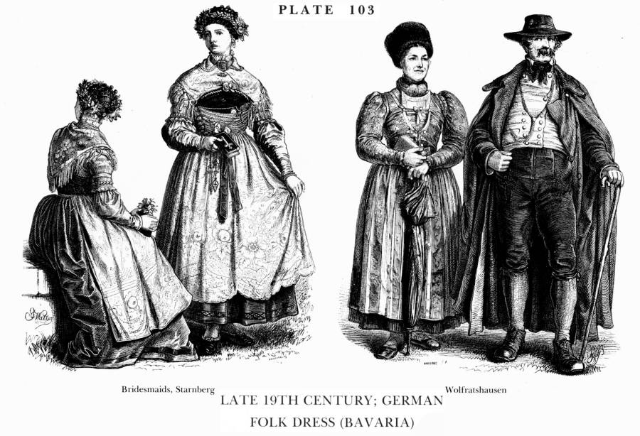 Planche 103b Fin XIXe Siecle - Habits traditionnels Allemands - Late 19Th century German Folk Dress.jpg
